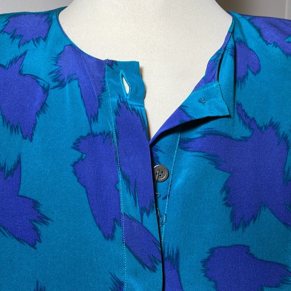 VTG JOHN YANG New York 1980s 100% Silk Sheath Dress MULTICOLOR / SIZE 10 - Picture 5 of 9